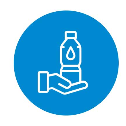 Icon of a hand holding a water bottle.