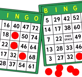 Two bingo cards and chips