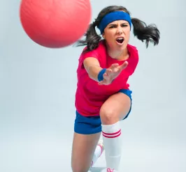 woman throwing a dodgeball