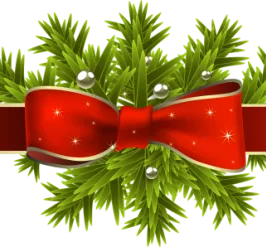 Christmas wreath with red bow.