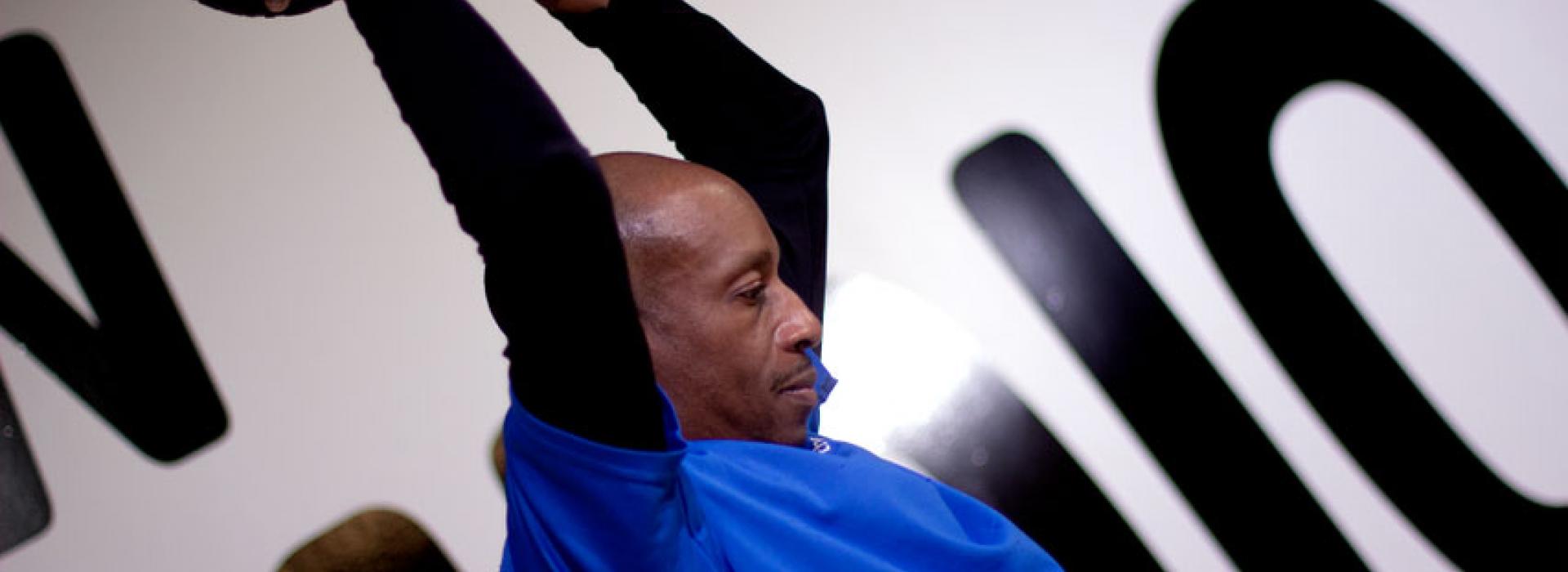 Personal Trainer Kareem Lainer demonstrates a workout at the Kennett Area YMCA