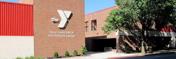 The main entrance of the Oscar Lasko YMCA & Childcare Center in downtown West Chester, PA.