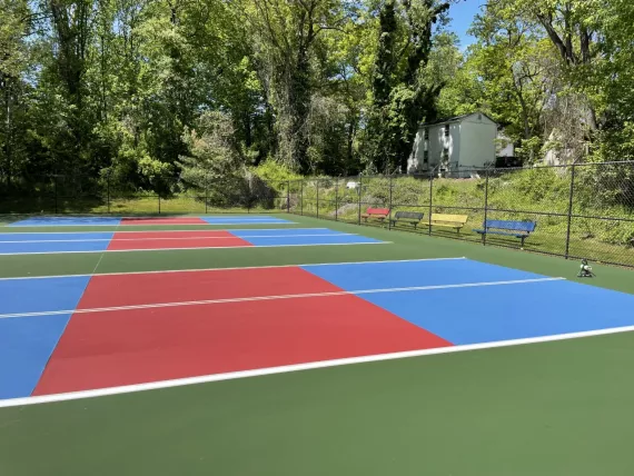 The outdoor pickleball courts at the Kennett Area YMCA