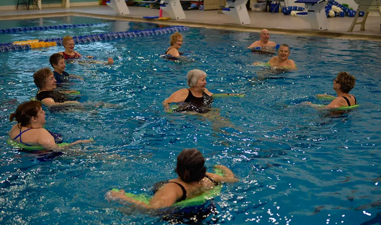 Seniors participate in an aqua fitness class at the YMCA of Greater Brandywine.