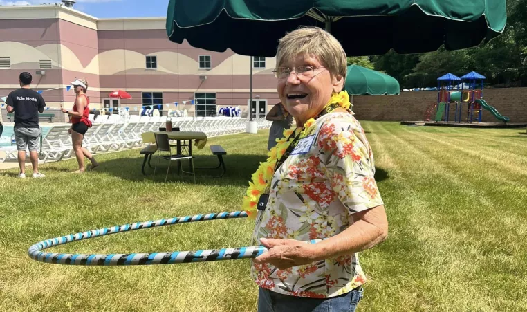 ForeverWell Member Using a Hula Hoop at the YMCA